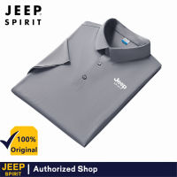 JEEP SPIRIT เสื้อยืดเสื้อโปโลสั้นผ้าไหมน้ำแข็งฤดูร้อนเสื้อยืดสีพื้นแห้งเร็วสบายๆธุรกิจมีปกแบบบางของผู้ชาย M-8XL