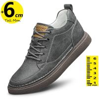 Man Lift Sneakers Elevator Shoes Men Height Increase Insole 6cm Autumn British Tall Leather Spring