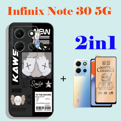 2in1 Infinix Note 30 (5G) 30i โน้ตแบรนด์แฟชั่นการ์ตูนถนนเคสโทรศัพท์กลเคสโทรศัพท์ + ฟิล์มบางเซรามิก