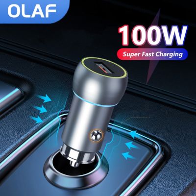 【Hot】 OLAF 100W USB Car Charger Super Fast Charging สำหรับ Samsung Huawei Iphone 13 Xiaomi POCO Universal Adapter เครื่องชาร์จโทรศัพท์สำหรับรถยนต์