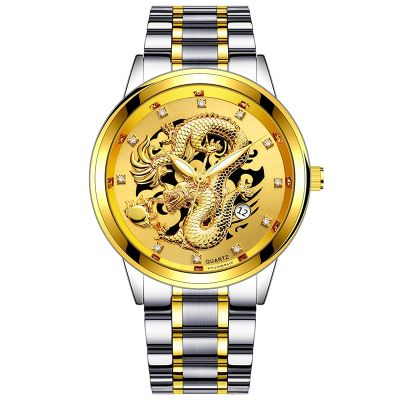 【JAN】 The new gold embossed strip man watches at single epoch is mechanical Chinese dragon business watch