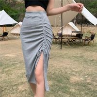 【CC】❀  Fashion Trend Design Drawstring Pleated Split Skirt New Waist Irregular Wrap Arm Mid-Length