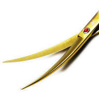 s 7 "ขึ้นไป Curved Grooming s Professional Gold Hair Cutting Shears Barber โดยใช้สุนัขและแมว