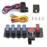 12V Universal Racing รถสวิตช์จุดระเบิดแผงรีเลย์เครื่องยนต์ Start Push ปุ่ม Blue LED Toggle