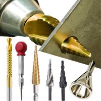 3-12mm 4-12mm 4-20mm 4-32mm Straight Groove Step Drill Bit HSS Titanium Coated Wood Metal Hole Cutter Core Cone Drilling Tools Drills Drivers