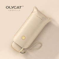 Olycat ร่มขนาดเล็กน่ารักแบบแบนห้าพับได้ UV หรูหราร่มกันฝนแบบพกพาสำหรับหน้าร้อนกลางแจ้งร่มกันแดดของขวัญสำหรับเด็กผู้หญิง