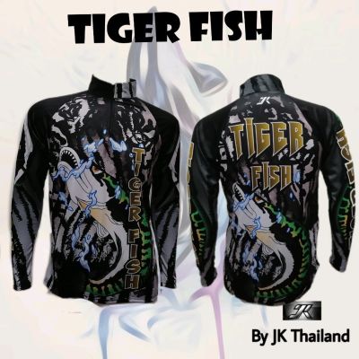 เสื้อตกปลา JK THAILAND ลาย Tiger Fish สีดำ ป้องกันรังสี UV 80-90% สีไม่ตก แห้งเร็ว