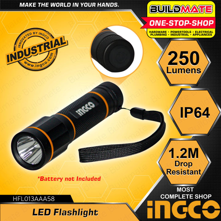 INGCO Industrial LED Flashlight 200 Lumens | 250 Lumens IP64 160M 3AAA ...