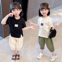 SHI - ชุดเดรสฤดูร้อนสำหรับเด็กผู้หญิงผ้าฝ้ายฤดูร้อน 2023 Funky Girl Baby Two-Piece Set XF-60