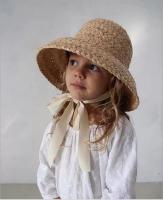 【YF】♛☌  2023 Children Hand-knitted Raffia Flat Top Hats and Boys Vacation Hat with Lacing