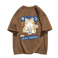 Oversized Japanese Anime T Shirt Men Cotton Summer Short Sleeve Graphics Print Cat Cartoon Tees Casual Man Clothing Y2k Tops XS-4XL-5XL-6XL