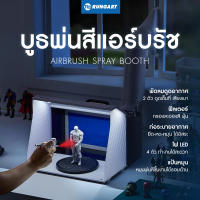 บูธพ่นสีแอร์บรัช Airbrush Spray Booth พร้อมพัดลมดูดอากาศ 2 ตัว ฟิลเตอร์กรองละอองสี ท่อระบายสู่ภายนอก ไฟ LED ปิดเปิดได้