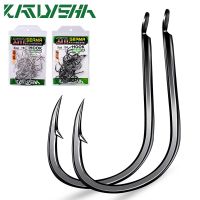 KATYUSHA 30Pcs High Carbon Steel Offset Barbed Fishhooks 11#-20# Flat Carp Fishing Hooks Single Jigging Hooks Accessories Tackle Accessories