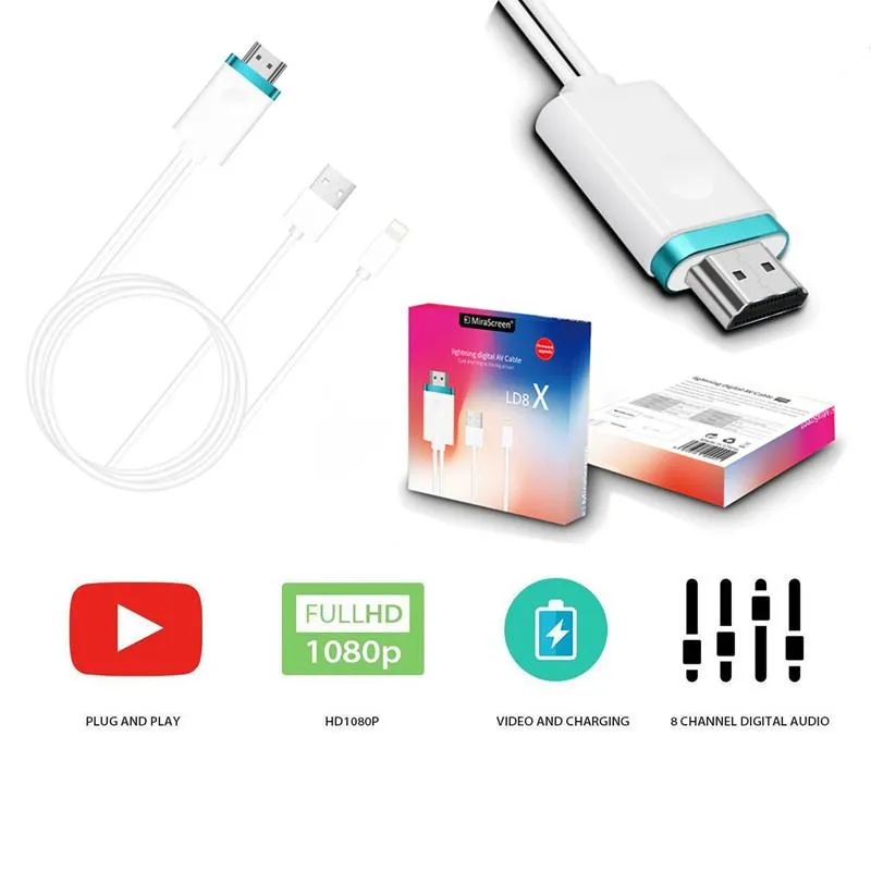 ® Câble adaptateur Lightning vers HDMI/HDTV/ AV TV pour Apple iPhone 5 5 C  5S/6/6S 6 Plus
