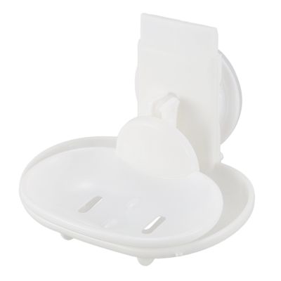 Double Soap Dish Strong Suction Soap Holder Cup Tray for Shower Bathroom (White)