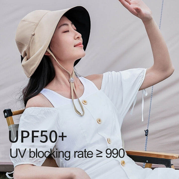 หมวกชาวประมงหมวกป้องกัน-uv-บังแดดสำหรับผู้หญิงอูฐกลางแจ้งขอบใหญ่82915