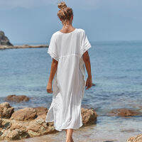 New White Swim suit Cover up Beach Robe Kaftans Tunic Pareo Beach Lace Bikini Cover ups Pareos de Playa Mujer Swimwear