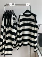 ❄✗☢ Gothic Sweaters Punk Knitted Stripes Size Loose Sleeve Pullover Streetwear 2022 New