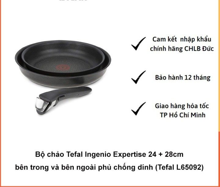 Tefal L65092 Ingenio Expertise set 2 chảo 24 & 28 cm