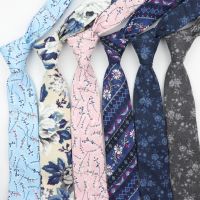 Fashion Ties for Men Cotton Narrow Tie Skinny Cravat Neckties Party Casual Printed Neck Ties Neckwear Flower Rose Necktie