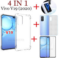 (4in1) สำหรับVivo V21 V19 เคสโทรศัพท์มือถือ Vivo V23E V21 V20 Pro V20SE เคสโทรศัพท์แบบใส +ฟิล์มกระจกนิรภัยเต็มหน้าจอ + ฟิล์มหลัง + ฟิล์มเลนส์