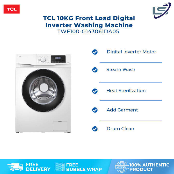 TCL 10KG Front Load Digital Inverter Washing Machine TWF100G143061DA05 DD Inverter Motor