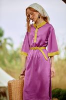 [FAFALU Calina Dress] Purple Calina Dress เดรสคอปก ลวดลายเรียบง่าย ดีเทลสวยหรู