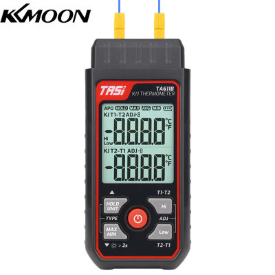 KKmoon TASI TA611B K/j เครื่องวัดอุณหภูมิเทอร์โมคัปเปิล-200 ~ 1372 °C/ -328 ~ 2501 ° F เครื่องวัดอุณหภูมิดิจิตอล LCDแบบมือถือที่มีช่องคู่สัญญาณเตือนสูง & ต่ำพร้อมหัววัดเทอร์โมคัปเปิลแบบ K 2ชิ้น