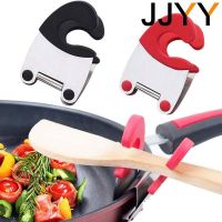 Cooking Tools Convenient Pot Side Clips Anti-scalding Stainless Steel Rubber Spoon Holder Kitchen Accessories