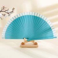 }{“+ Spanish Plain Pure Wood Folding Fan Womens Modern Simple Fan Props Classic Solid Color Folding Fan Folding Fan