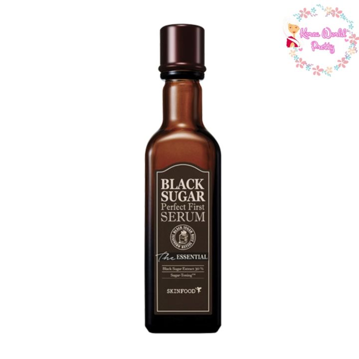 Skinfood Black Sugar Perfect First Serum The Essential 120ml เซรั่มสารบำรุงจากน้ำตาลดำ เนื้อเซรั่มชุ่มชื้น ช่วยดูแลเรื่องริ้วรอยและปรับผิว