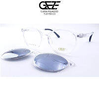 ?กรอบแว่นตา GEZE 1ClipOn รุ่น TJ2159-C3 เต็มกรอบสีใส ฟรี คลิปออนกันแดดปรอทสีเงิน Polarized เปลี่ยนเป็นแว่นตากันแดด ป้องกันแสงแดด รังสี UVA UVB UV400