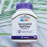 ⚡ส่งไว⚡ เรสเวอราทรอล Resveratrol Red Wine Extract 90 Capsules (21st Century) สารสกัดจากไวน์แดง