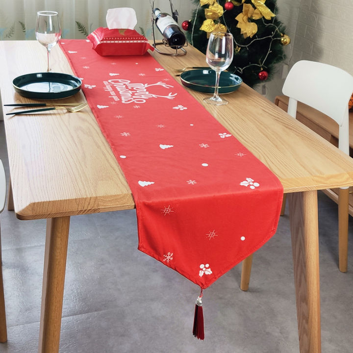 hot-ผ้าคาดโต๊ะคริสต์มาสและปีใหม่ผ้าปูโต๊ะลายตารางสีแดงสไตล์นอร์ดิก-ins-ผ้าปูโต๊ะกาแฟร้านอาหารตะวันตกผ้าคลุมโต๊ะคริสต์มาสผ้าคลุมโต๊ะ