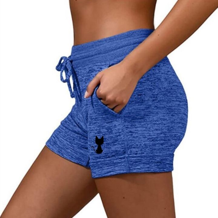 summer-womens-shorts-back-view-cat-printed-elastic-casual-sports-quick-drying-fitness-breathable-female-sweatpants-plus-size