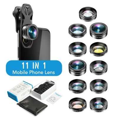 APEXEL 11 in1 Phone Camera Lens Kit grad Filter CPL ND Macro Mobile Lenses Fisheye Wide Angle For iPhone 13 max pro SamsungTH