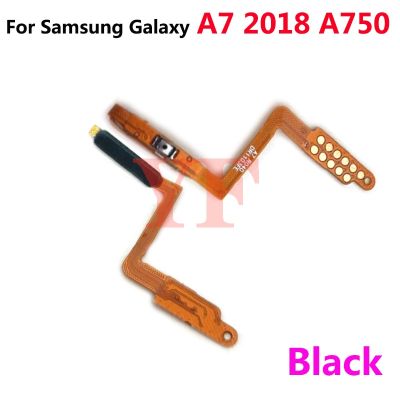 สำหรับ Samsung Galaxy A750 A7 2018 A750F ลายนิ้วมือไม่มีการสัมผัสเซ็นเซอร์ ID เปิดปิดพลังงานนิ้วสายเคเบิลงอได้กุญแจปุ่มด้านข้าง