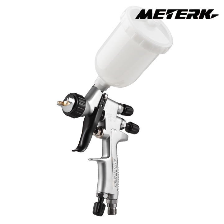 Meterk HVLP 1.0mm Air Spray Gun Kit 250cc Fluid Cup Gravity Feed Air Paint Sprayer Mini