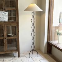 Nordic Vintage Wabi Sabi Fabric Led Floor Lamp Living Room Study Bedroom Bedside Lamp Home Decor Sofa Corner Standing Light