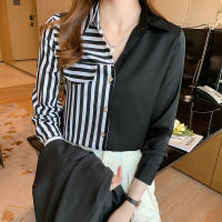 New patchwork printing office ladies shirts women blouses Spring Summer Long sleeve tops female Mujer blusas