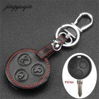 ▽ Jingyuqin 3 przyciski zdalne skórzane etui na klucze do mercedesa do klucza Benz Smart Fortwo Forfour Roadster Protect etui na pilota