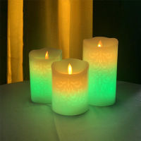 Dancing Flame LED Candle With RGB Remote Control Wax Pillar Candle For Wedding Decoration Christmas Candle Room Night Light