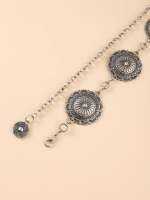 แฟชั่นโลหะผสมเงินโบราณ Western Floral Circle Conchos Women S Chain Belt