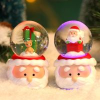 Christmas Snow Globe Santa Claus Snowman Old Man Christmas Tree Lovely Cartoon Faux Crystal Ball Ornament for Office Home Party