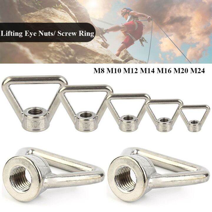 Sourcing Map M10-1.5x42mm Lifting Eye Nuts, 8 Pcs 304 Stainless Steel Round Ring Shape Female Threaded Nut Fastener For Home Repairs Rope Fitting