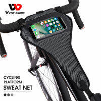 WEST BIKING จักรยาน Sweatband จักรยานเทรนเนอร์ดูดซับเหงื่อสุทธิแห้งอย่างรวดเร็วสามเหลี่ยม Sweat-Proof กรอบป้องกันที่วางโทรศัพท์อุปกรณ์รถจักรยาน