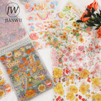 JIANWU Cute Girl Heart Flower Sticker Book DIY Journal Background Decoration Washi Tape Scrapbooking Stickers Kahwaii