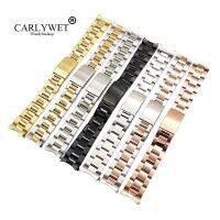 CARLYWET สแตนเลส13 17 19 20มม. 316L สายสีกุหลาบนาฬิกาเงิน B หอยนางรมสำหรับ Datefust