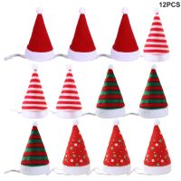 12Pcs Festival Decor Soft Plush For Small Dog Cat Festive Pet Puppy Reusable Comfortable Adjustable Cute Warm Christmas Hat