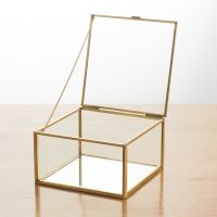 Hexagon Transparent Glass Jewelry Box Wedding Ring Box Geometric Clear Glass Jewelry Organizer Holder Tabletop Containe